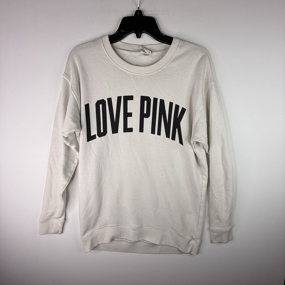 Pink White Sweatshirt XS Love Pink Graphic